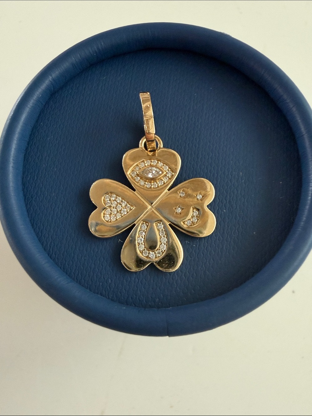 Gold Four-Leaf Clover Charm Necklace Pendant